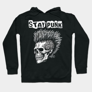 Punk Rock Skull With Mohawk- Stay Punk Hoodie